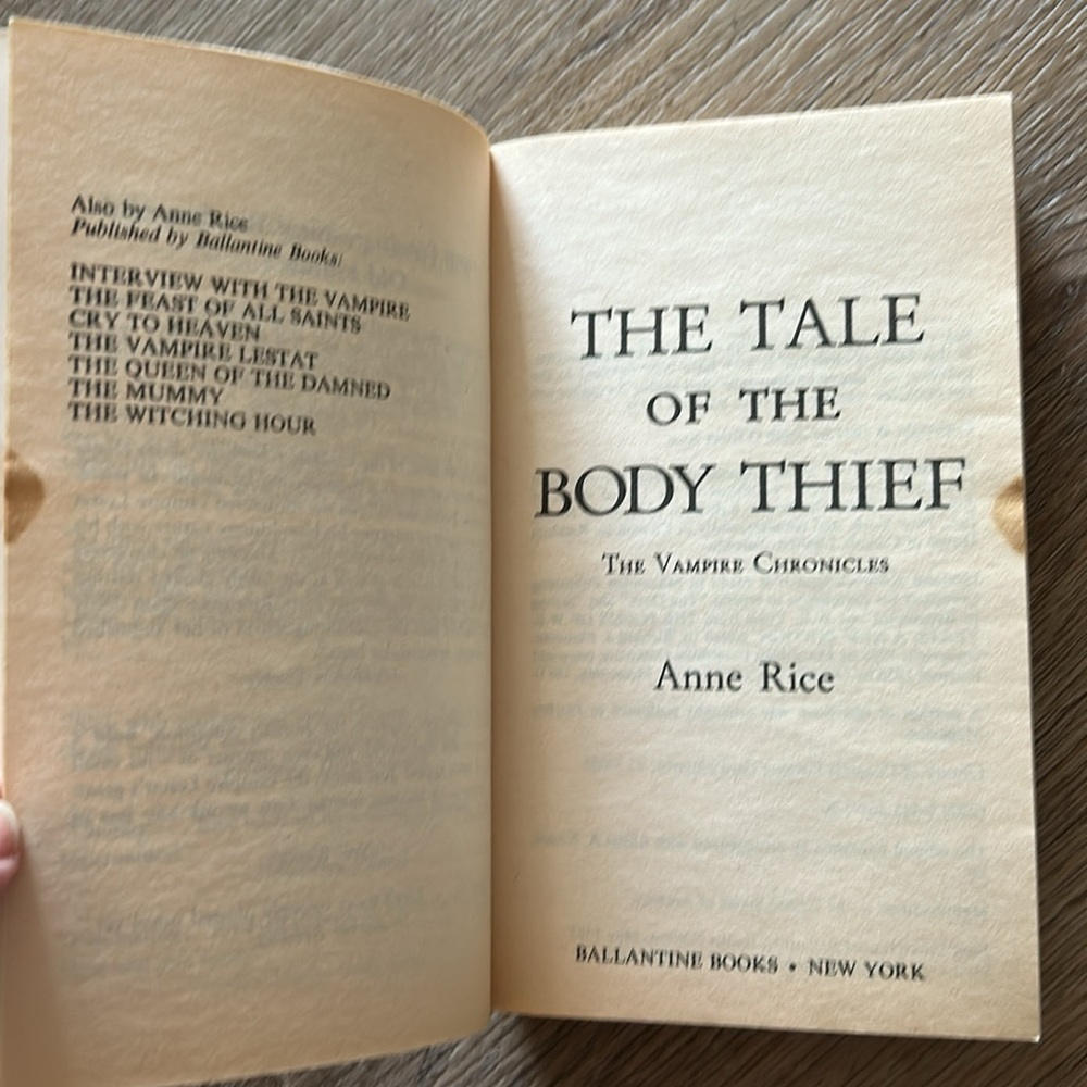 Vintage 1992 Anne Rice The Tale of the Body Thief Paperback Novel StepBack Cover - Picture 6 of 11